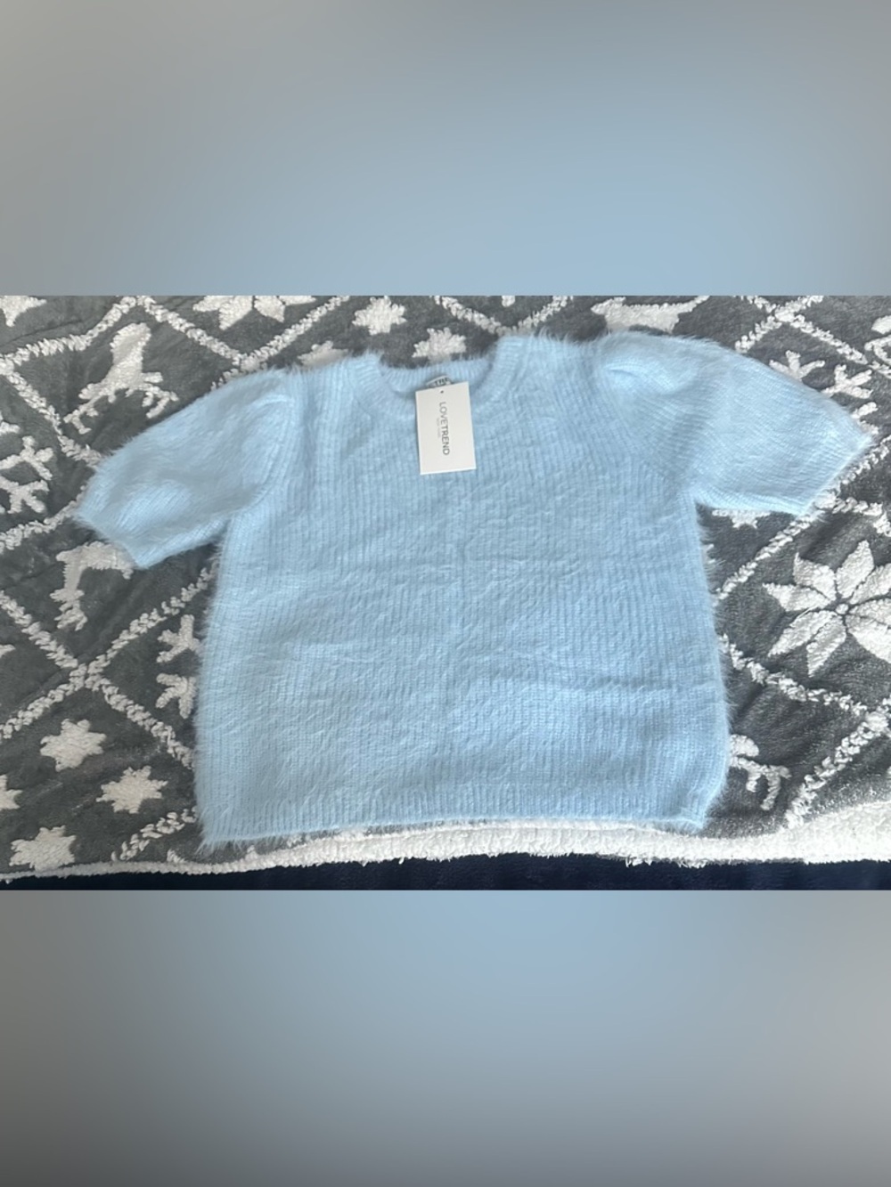 Light Blue Short Sleeve Women's Sweater